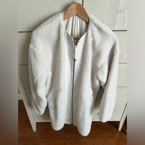 Lululemon Jacket Collarless Textured Fleece Full Zip White Opal Sherpa Size 8